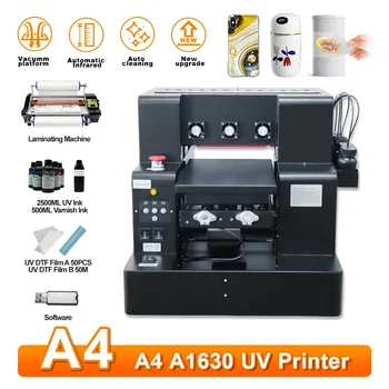 UV Printer A4 L805 UV DTF uzatish stikerlari laminatlash mashinasi bilan Printer, siyoh to'plami, aylanadigan shisha ushlagich A4 UV DTF printeri