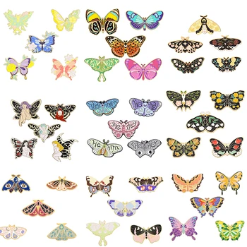 5pcs / Set Butterfly Collection emal Pinlari kuya Butterfly Brosh Lapel nishonlari zargarlik sovg'asi ulgurji