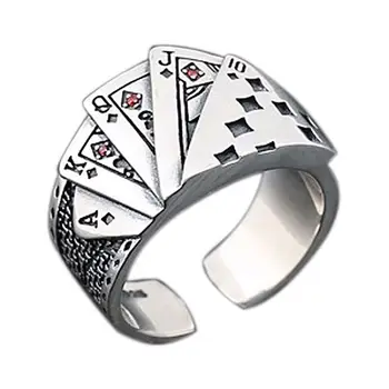 Amp Kvadrat Silliq Poker Ring Trendy Dominant Shaxs Ochiq Ko'rsatkich Barmoq 