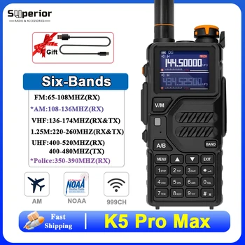Baofeng K5 Pro Max radio Talkie VHF 12 Vt Max uzoq masofali ko'p tarmoqli havo diapazoni 108-136mhz NOAA 350-390MHz shovqin uv K5 radiosini kamaytiradi