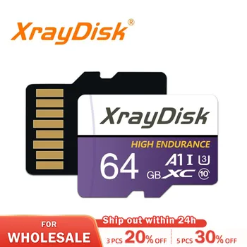 Xraydisk Tf karta 64g Xotira kartasi telefon/kamera/chiziqcha uchun A1 U3 sinf 10 V30 adapterli yuqori tezlik