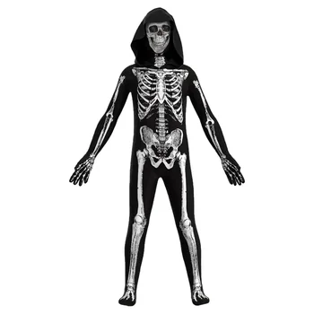 Qo'rqinchli zombi kostyumi Cosplay skelet Boshsuyagi kostyumi bolalar uchun Xellouin kostyumi kattalar Karnaval partiyasi kiyinish