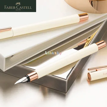Faber-Castell Design Neo Slim Fountain Pen qora Mat va pushti Oltin, yuqori yozish qulayligi, kattalar studens yozuv materiallari