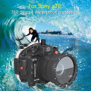 Sony A7 II A7S A7R Mark II A7II A7M2 A7R2 A7RII 28-70mm 90mm linzalari uchun suv o'tkazmaydigan quti suv osti uy-joy kamera Diving Case Cover