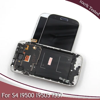 Samsung Galaxy S4 I9500 i9505 i337 LCD sensorli ekran Digitizer zaxira qismlari ko'k oq uchun mos LCD displey