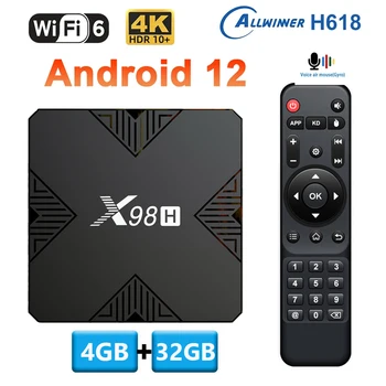X98H Android 12 Smart TV BOX 2.4&5G Dual Frans simsiz TVBOX Allvinner H618 4GB 32GB 4K 6K Hdr10+ BT Global Media Player Sozlash Top Box