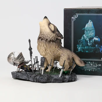 Figural 22cm Dark Souls Buyuk kulrang bo'ri Sif figurali yig'iladigan model qo'g'irchoq displey dekor o'yinchoq