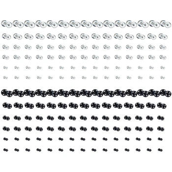 180Pcs tikuv tugmalari metall qisqichlar qora va kumush (8 mm,10 mm,12mm,15mm), tikuv uchun tugmachalarni bosing