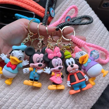 Disney Anine Mickey Mouse Keychain Kavayi Minni Stitch Kalit Zanjiri Multfilm Daisy Donald Duck Sumkasi Avtomobil Kaliti Marjonlarni Sovg'alari