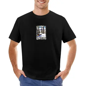 Sankt-Moritz Vintage Framed Art T-Shirt t shirt man mushuk ko'ylaklari erkaklar uchun og'ir vaznli futbolkalar
