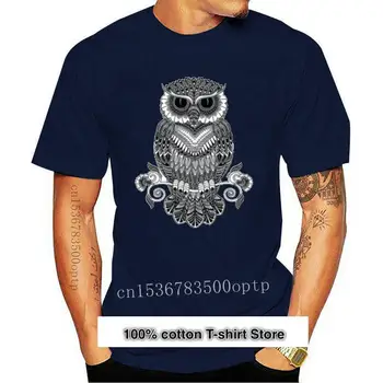 Camiseta con estampado de búho nocturno para hombre, camisa con estampado geométrico Tribal, en blanco y negro, nueva
