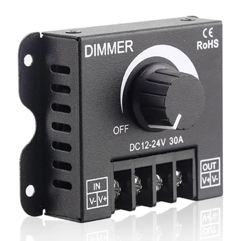 LED Dimmer kaliti 30A DC12V 24V 360 Vt tugma yorqinlikni Sozlash Dimming tekshiruvi LED chiziqli chiroqlar uchun Dimmer tekshiruvi
