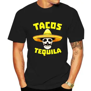 Tacos tequila Meksika taomlari ichimligi qora dengiz floti erkaklar va ayollar yozgi qisqa yengli futbolkalar