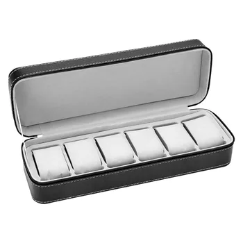 6 Slot Tomosha Box Zipper Case Kollektor Saqlash Zargarlik Saqlash Box (Qora)