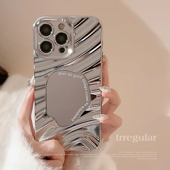IPhone uchun Koreya qoplama barobar qat Mirror telefon Case 15 14 13 11 12 Pro Max 15 Pro kamera Lens Protector orqa qopqoqni