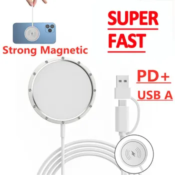 15 Vt tez zaryadlovchi USB C magnit simsiz zaryadlash qurilmasi iPhone uchun 14 13 12 11 Pro Max Mini 8 Plus XR X XS MAX Airpods Pro