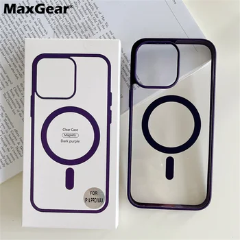 IPhone uchun Magsafe magnit simsiz zaryadlovchi Case uchun Original 15 14 13 12 11 Pro Max Plus Mini X XS XR 7 8 SE shaffof qopqoq