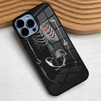 Radiologik inson organlari skeleti Skull Art telefon Case Silikon kompyuter + IPhone uchun TPU Case 14 11 12 13 Pro Max 8 7 6 Plus X SE XR