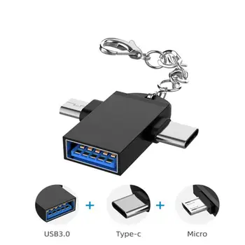 1-5 dona 2 dona 1 mikro/Type-C vilkasini USB 3.0 raz'em adapteriga OTG Adapter Splitter konvertorlari uchun telefon aksessuarlari