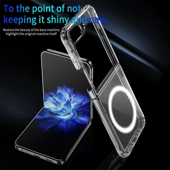 Samsung Galaxy Z Flip uchun biznes qoplama tugmasi Clear Ultra yupqa telefon Case 5 5G Flip 4 3 Magsafe simsiz zaryadlash qopqoq uchun