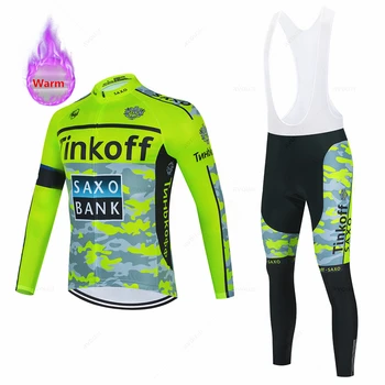 Tinkoff Saxo Bank jamoasi velosiped kiyimlari qishki termal Fleece erkaklar velosiped formalari MTB velosiped Maillot Ropa Ciclismo Sport kiyimlari