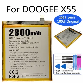 2023 yil DOOGEE X55 2800mAH uchun yangi yuqori sifatli Orginal batareya smartfon Bateria batareyalari + Asboblar