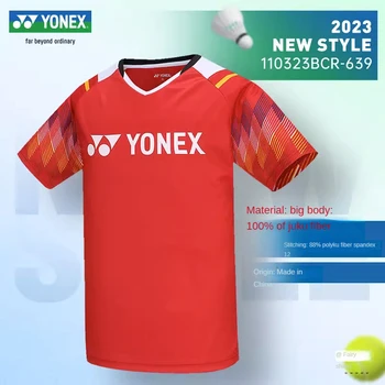 Tennis futbolkasi 2023 YONEX match badminton qisqa yengli futbolka kiyim sport Jersi top 10501ex erkaklar ayollar polo