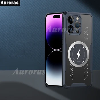 IPhone uchun Auroras 15 Pro Max iPhone uchun shaffof havo yostig'i ramka issiqlik qobiq qamrab 15 Plus magnit varaq telefon ishi
