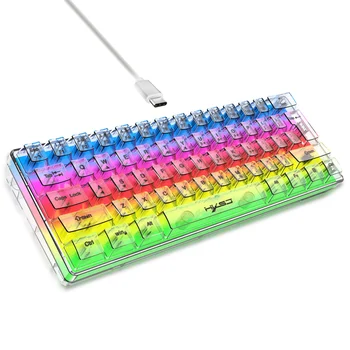 V700 shaffof o'yin klaviaturasi RGB orqa yorug'lik mexanik 61 tugmalar ergonomik dizayn simli klaviatura noutbuk uchun kompyuter o'yinchisi