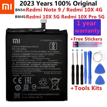 Xiaomi Redmi uchun Original Xiaomi BN54 BM4S telefon batareyasi Eslatma 9 Note9 Redmi 10x 4G Redmi 10x 5G 10x Pro 5G Original batareya vositasi