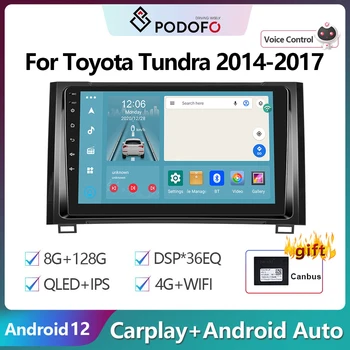 Podofo 2din Android 12 avtomobil Radio Multimidia Video Player Toyota Tundra uchun 2014-2017 GPS navigatsiya 2din Carplay Avto Stereo