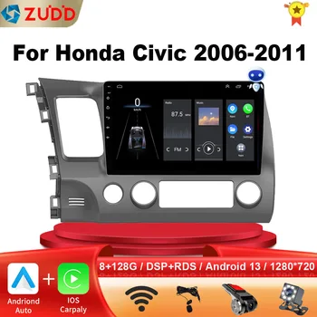 2din Android 13.0 avtomobil Radio Multimedia pleer Honda Civic 2005-2012 navigatsiya GPS audio stereo 4G Carplay Bosh birligi uchun