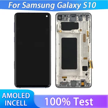 Samsung Galaxy s10 G973 G977 Lcd displey uchun AMOLED LCD displey sensorli Ekranni raqamlashtirish ramka bilan almashtirish