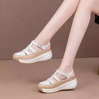 Ayollar sandallari platformasi Sandalet yozgi Rim Vintage ayollar uchun qulay poyabzal