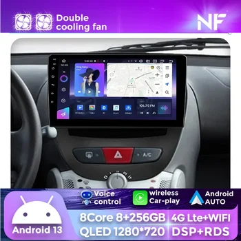 Avtomobil Radio katta sensorli ekran Android 13 Peugeot uchun 107 Toyota Aygo uchun 2005-2014 Multimedia Player Carplay Auto 4G Full Netcom