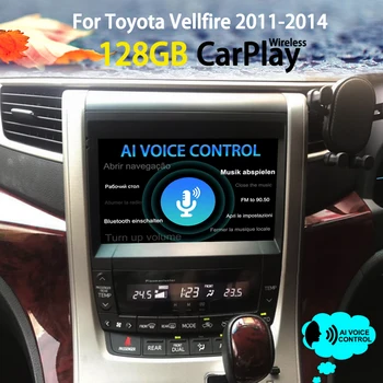 128GB AI ovoz nazorat Android 13 Toyota vellfire uchun simsiz CarPlay avtomobil Radio 2011 2014 Alphard GPS Multimedia Video Player