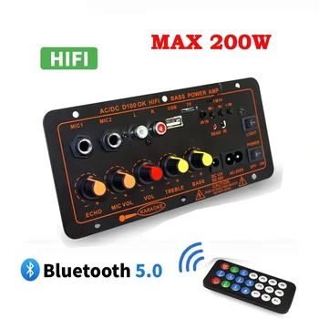 Bluetooth Audio kuchaytirgich Kengashi 200 Vt 100 Vt sabvufer Dual mikrofon amp moduli uchun 8 ohm karnay 12/24v 110/220V