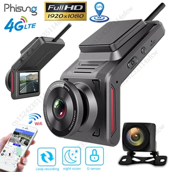 Phisung K18 Dash shisha 4G LTE Dash kamera avtomobil DVR Video yozuvchisi GPS Logger Dashcam dikiz kamera 24h mashinalar Monitor bilan