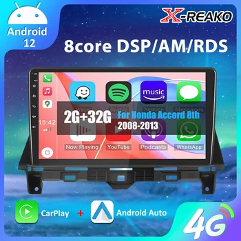 Honda Accord uchun X-REAKO avtomobil Stereo Radio 8th 2008-2013 Android 12 10.1 simsiz Apple CarPlay Bluetooth GPS bilan dyuym