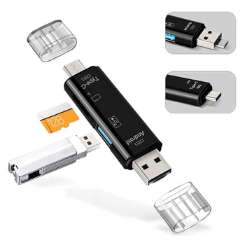 5 yilda 1 turi-C Micro USB OTG Dock TF karta o'quvchi USB HUB Adapter, ixcham flesh karta Adapter Laptop ko'p karta o'quvchi