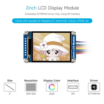 2 adet/grup modülü genel 2 inç IPS LCD ekran modülü, IPS ekran, ahududu Pi için 240*320, VisionFive2