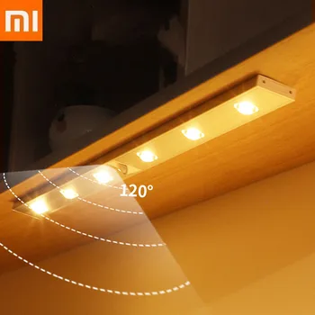 Sensor harakati bilan Xiaomi tungi yorug'lik 60cm Ultra yupqa LED USB qayta zaryadlanuvchi yotoq xonasi oshxona shkafi uchun 3 rang Dimmable chiroq