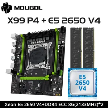 Mougol yangi X99 P4 anakart to'plami Intel Xeon E5 2650 V4 CPU to'plami va o'yin kompyuteri uchun DDR4 8gx2 2133MHz ECC RAM xotirasi