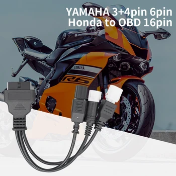 OBD2 diagnostika ulagichi kabeli 3 4 6 pinli diagnostika Adapter kabeli Yamaha mototsikli uchun OBD 16pin kod o'quvchi Adapter kabeli