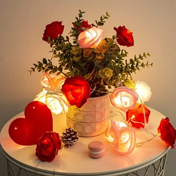 LED Rose Light String romantik Peri chiroq ochiq Sevishganlar kuni to'y bog'i Rojdestvo festivali partiyasi uyni bezatish