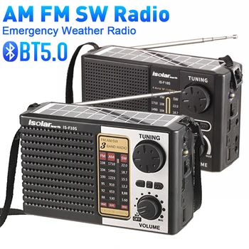Portativ radiolar AM FM favqulodda Radio ko'p funktsiyali Radio qabul qiluvchisi Bluetooth 5.0 LED chiroqli Quyosh radiosi ochiq lager