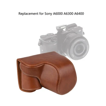 Portativ Vintage PU teri kamera sumkasi Sony A6000 kamera sumkasi Sony A6000 A6300 A6400 kamerasi uchun elkama-kamar bilan qoplangan sumka