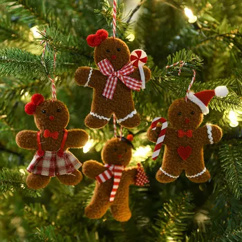 Rojdestvo Gingerbread Man Doll Pendants Creative Xmas Daraxti Uy Uchun Osilgan Bezak Navidad Yangi Yil Bolalar Uchun Sovg'a Bezaklari 2024