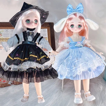 30cm Anime Face Princess Doll yoki kiyim moda Lolita kiyim o'rniga 1/6 Bjd Doll to'siq bolalar Qizlar sovg'a o'yinchoq