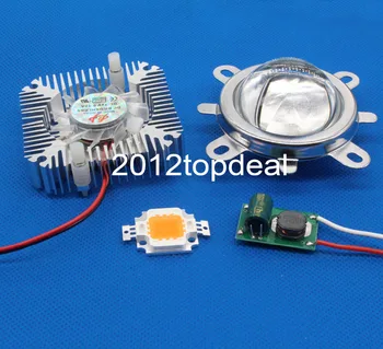 10 Vt 380-840 nm to'liq spektrli LED o'sadigan chip+10 Vt haydovchi + 44 mm linza+10 Vt sovutgich